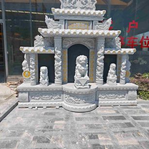 伊春芝麻白中国黑石材套墓 花岗岩墓碑